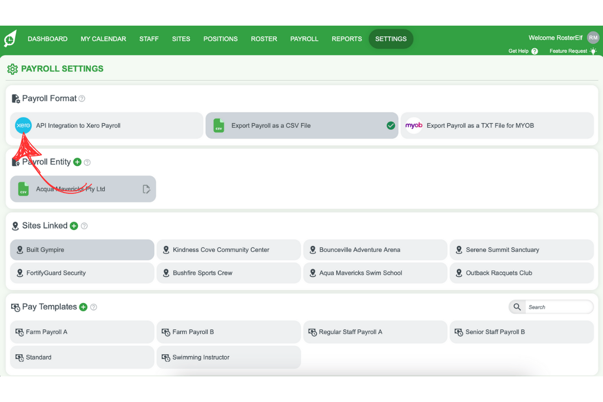 Screenshot indicating the Export Format dropdown with various providers
