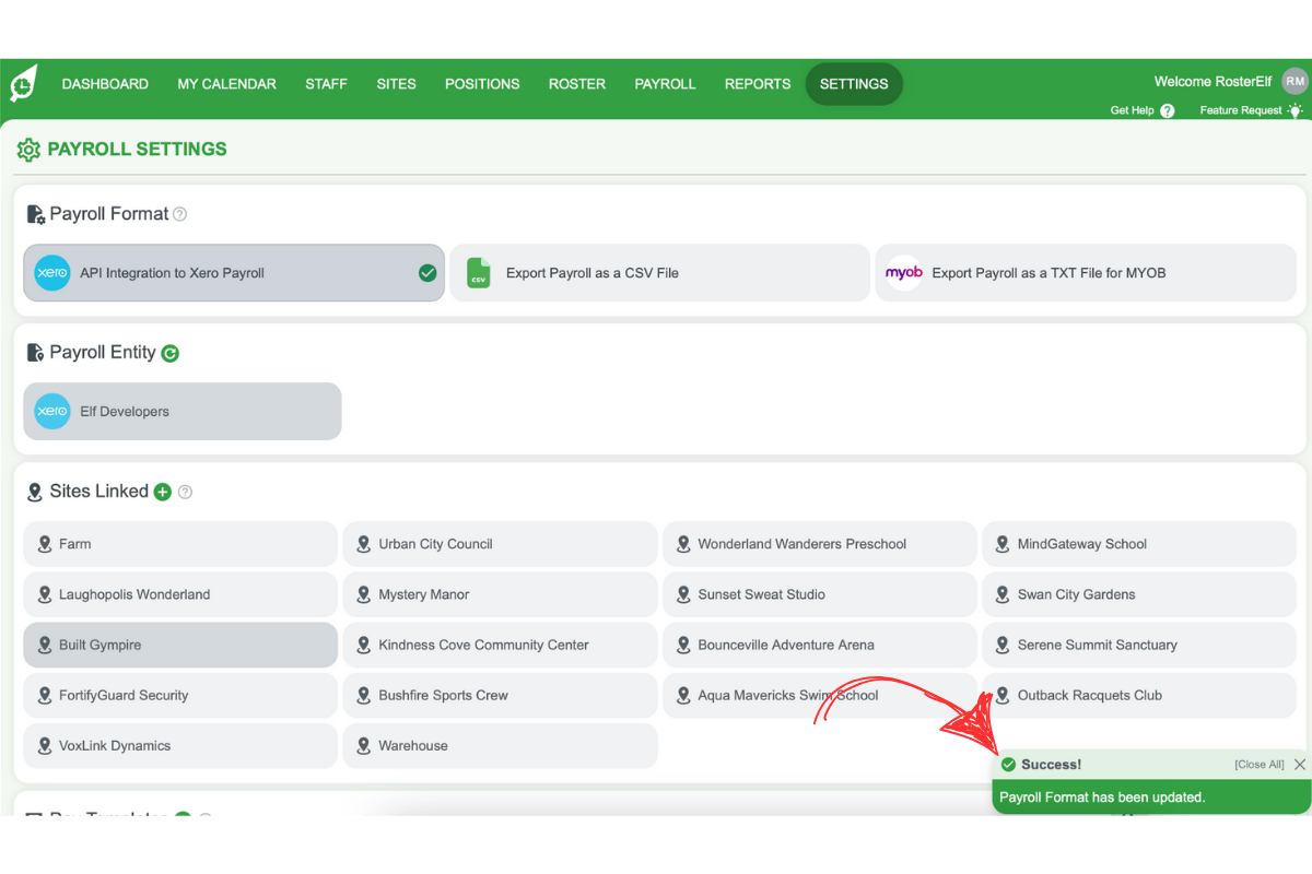 Screenshot showing confirmation of the new export format