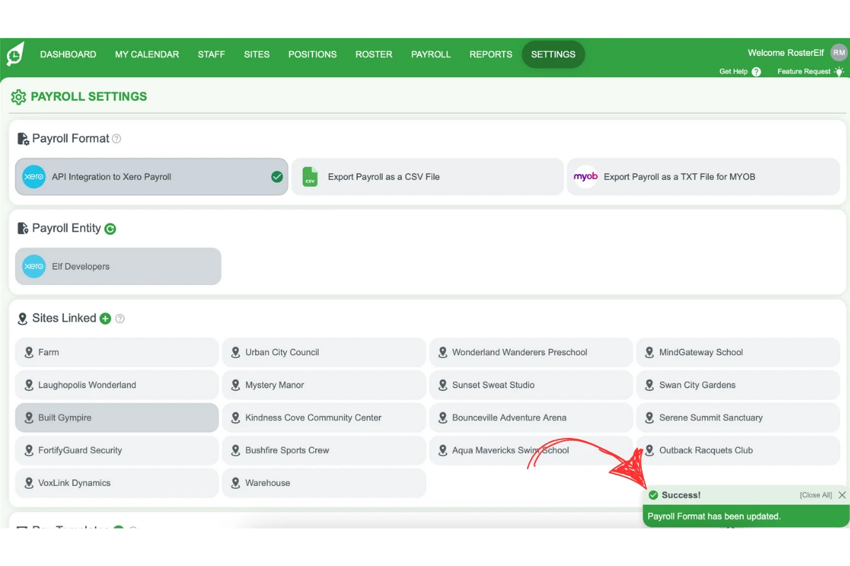 Screenshot showing confirmation of the new export format