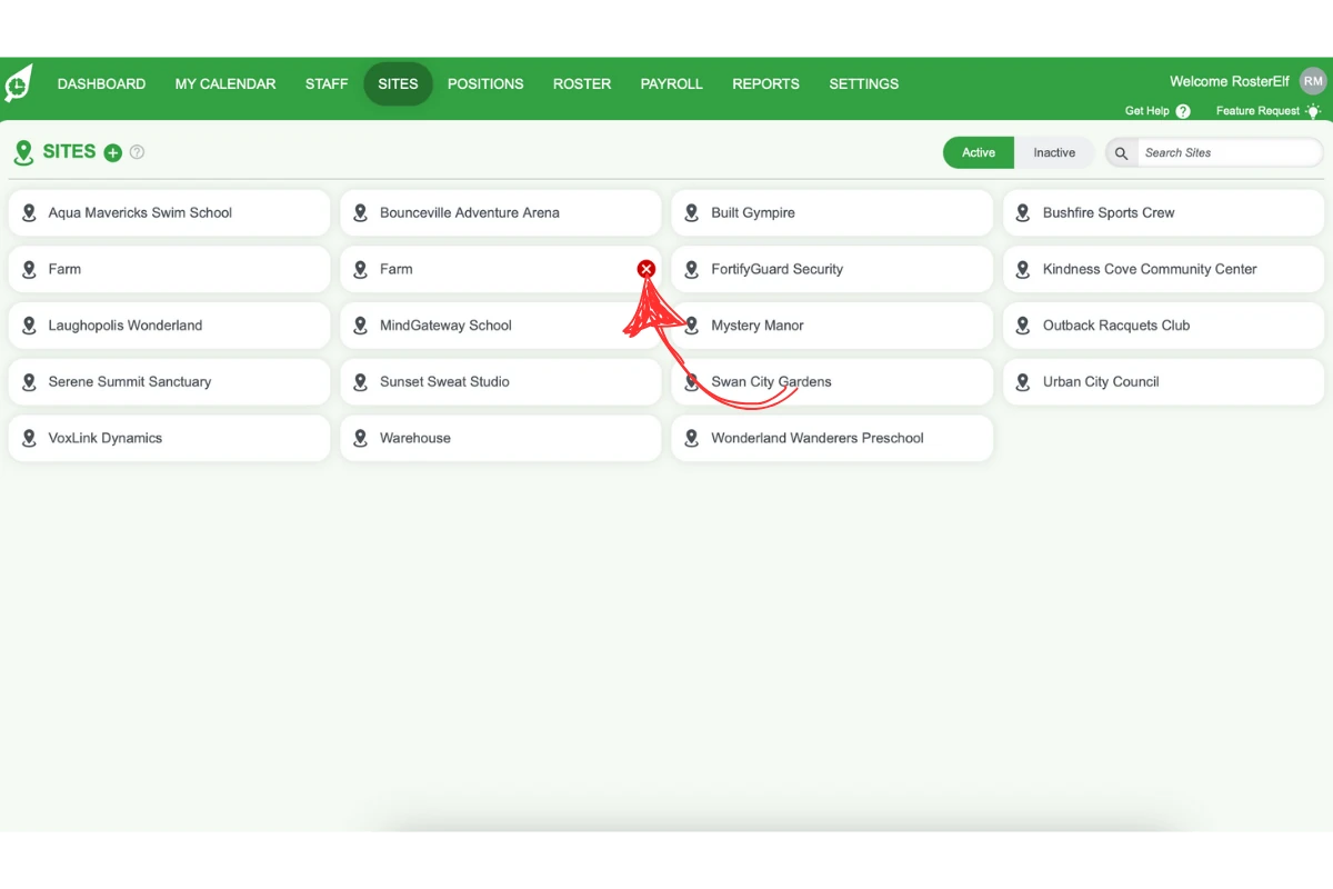 Screenshot illustrating how to deactivate a reactivated site