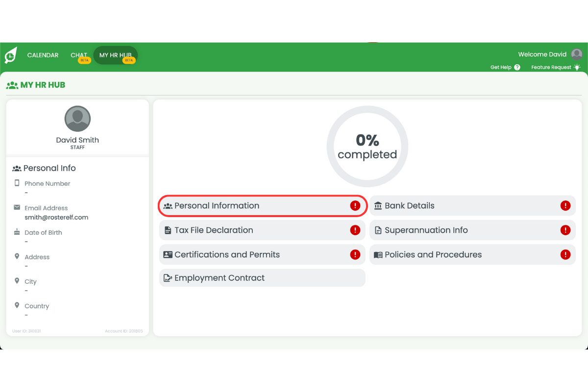 Personal Information section