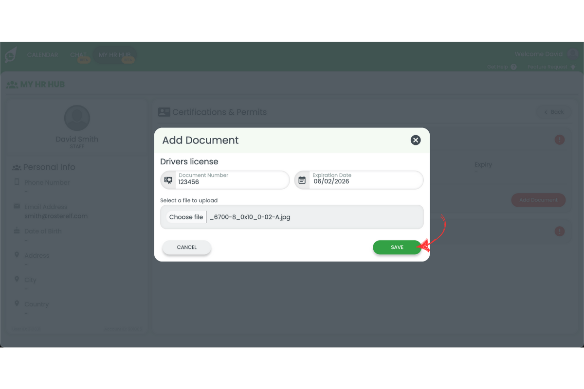 Save document button