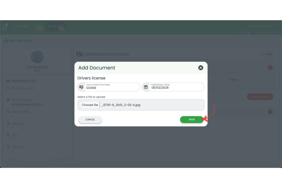 Save document button