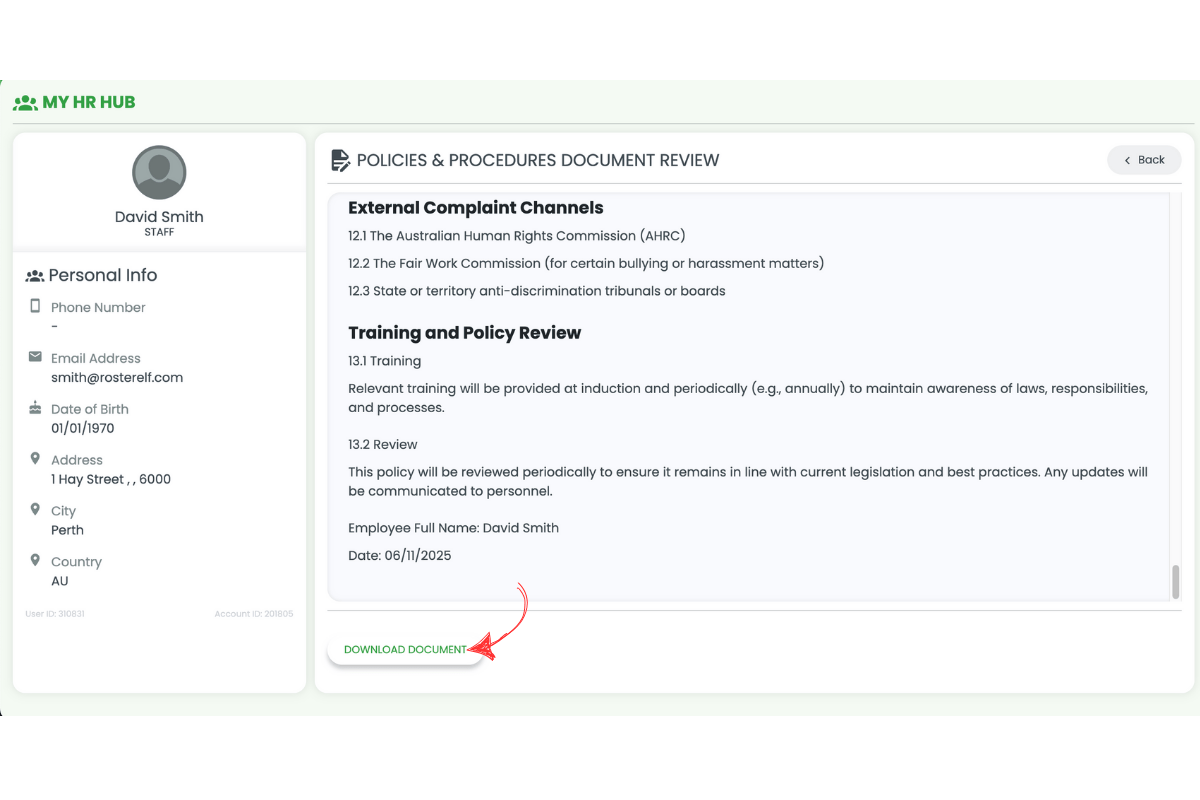 Download Document button
