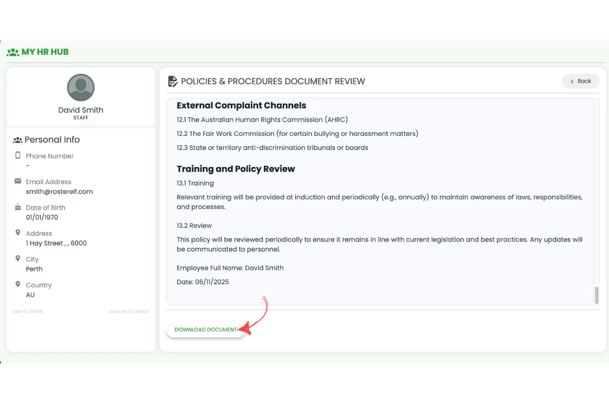 Download Document button