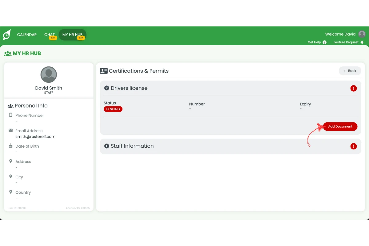 Add Document button