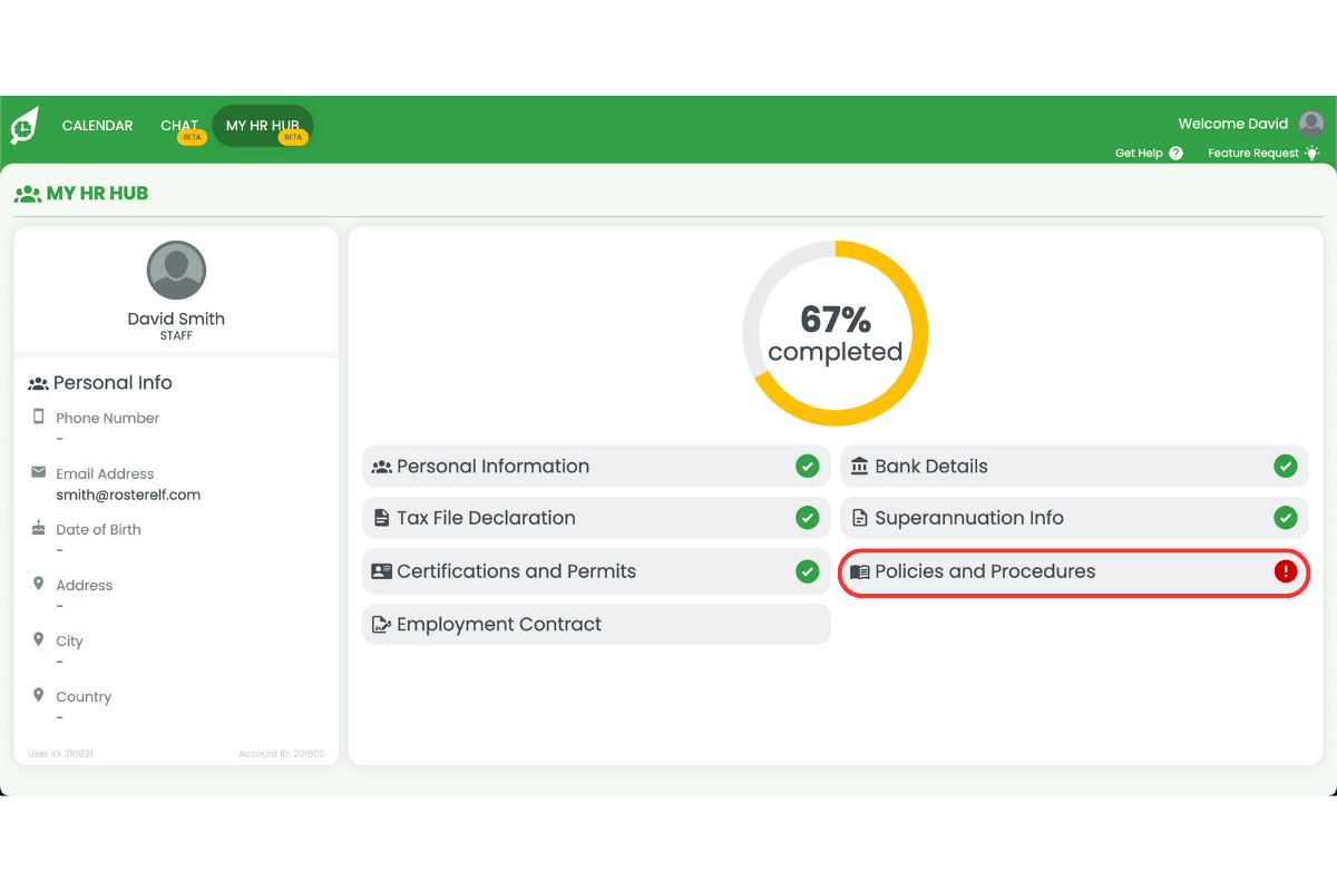 Policies and Procedures section