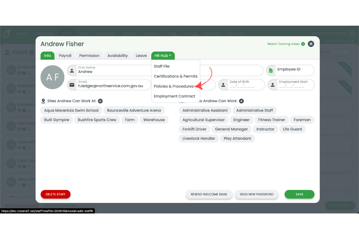 Policies and Procedures section