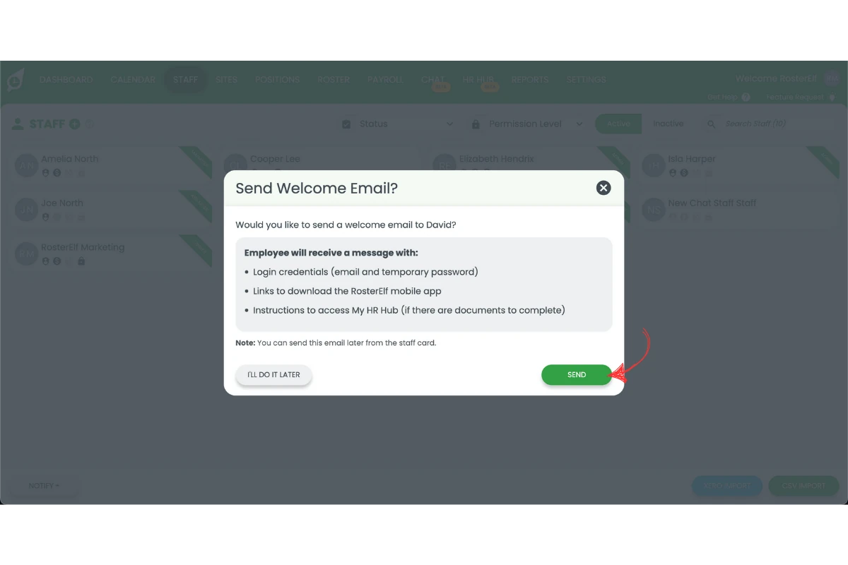Send welcome message prompt