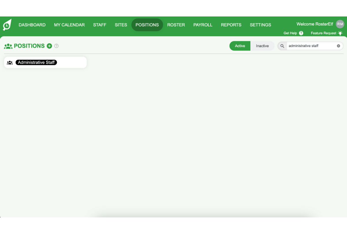 Screenshot showing how hovering reveals the deletion option next to a position