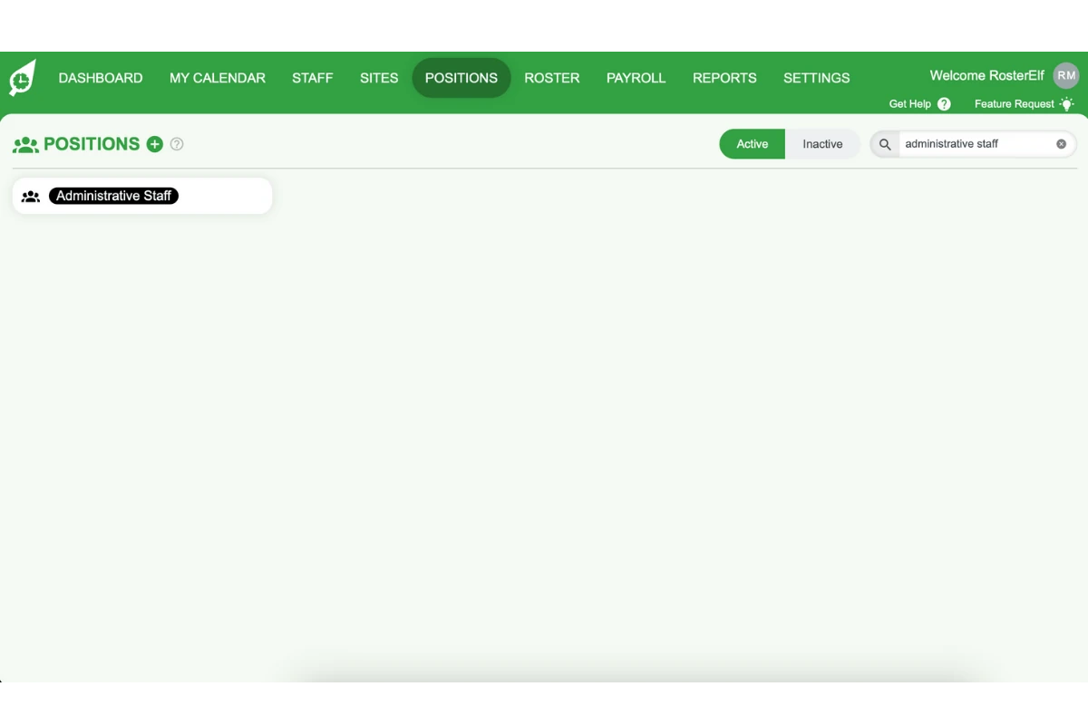 Screenshot showing how hovering reveals the deletion option next to a position