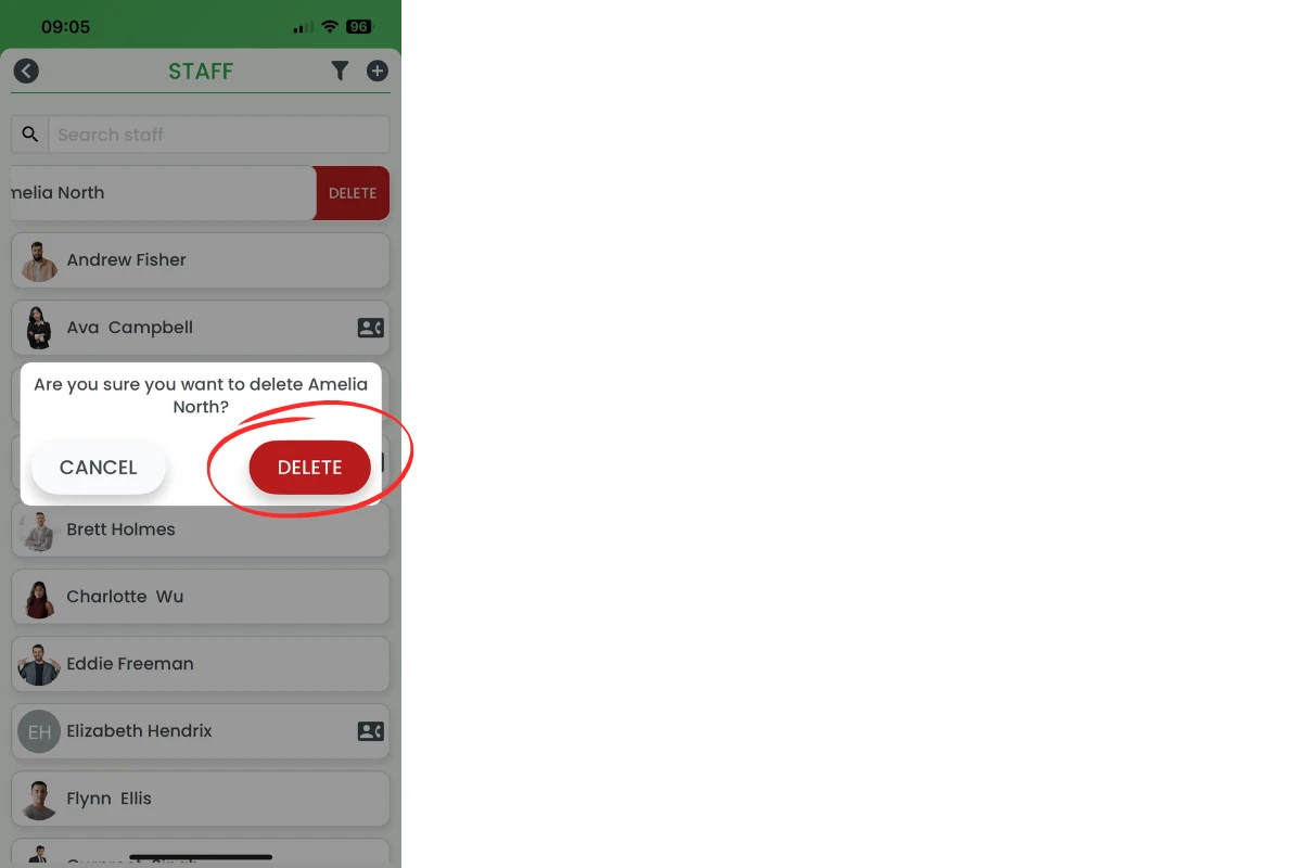 Screenshot showing the deletion confirmation dialog