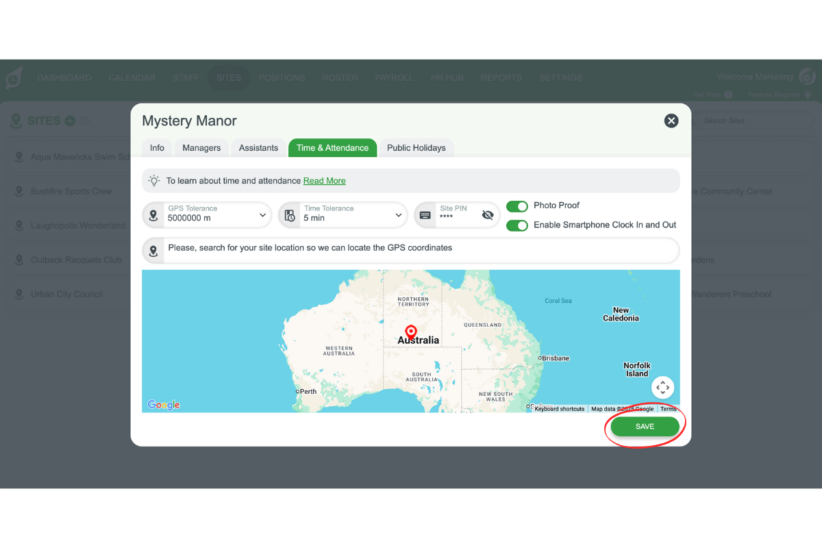 Saving changes in RosterElf