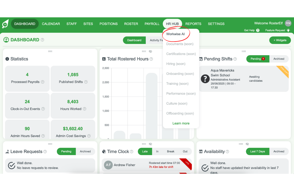 Workwise AI menu option