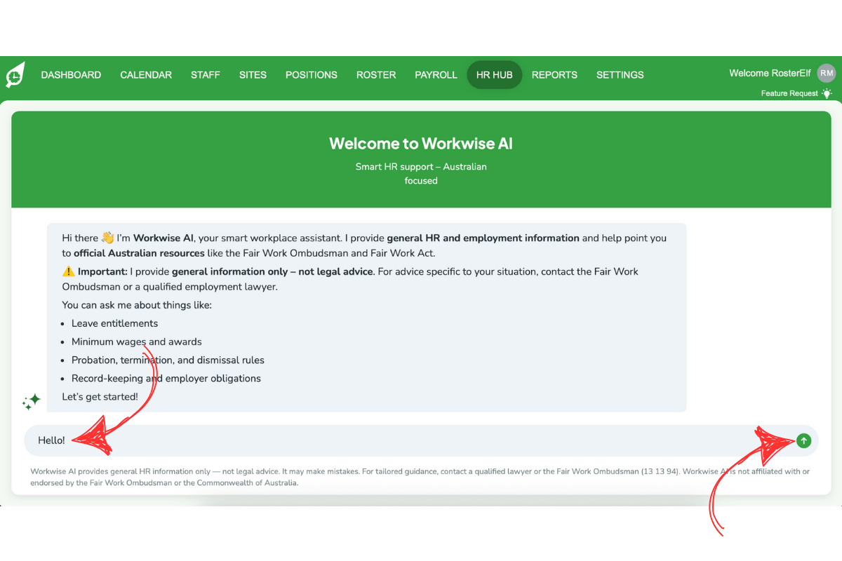 Workwise AI chat interface