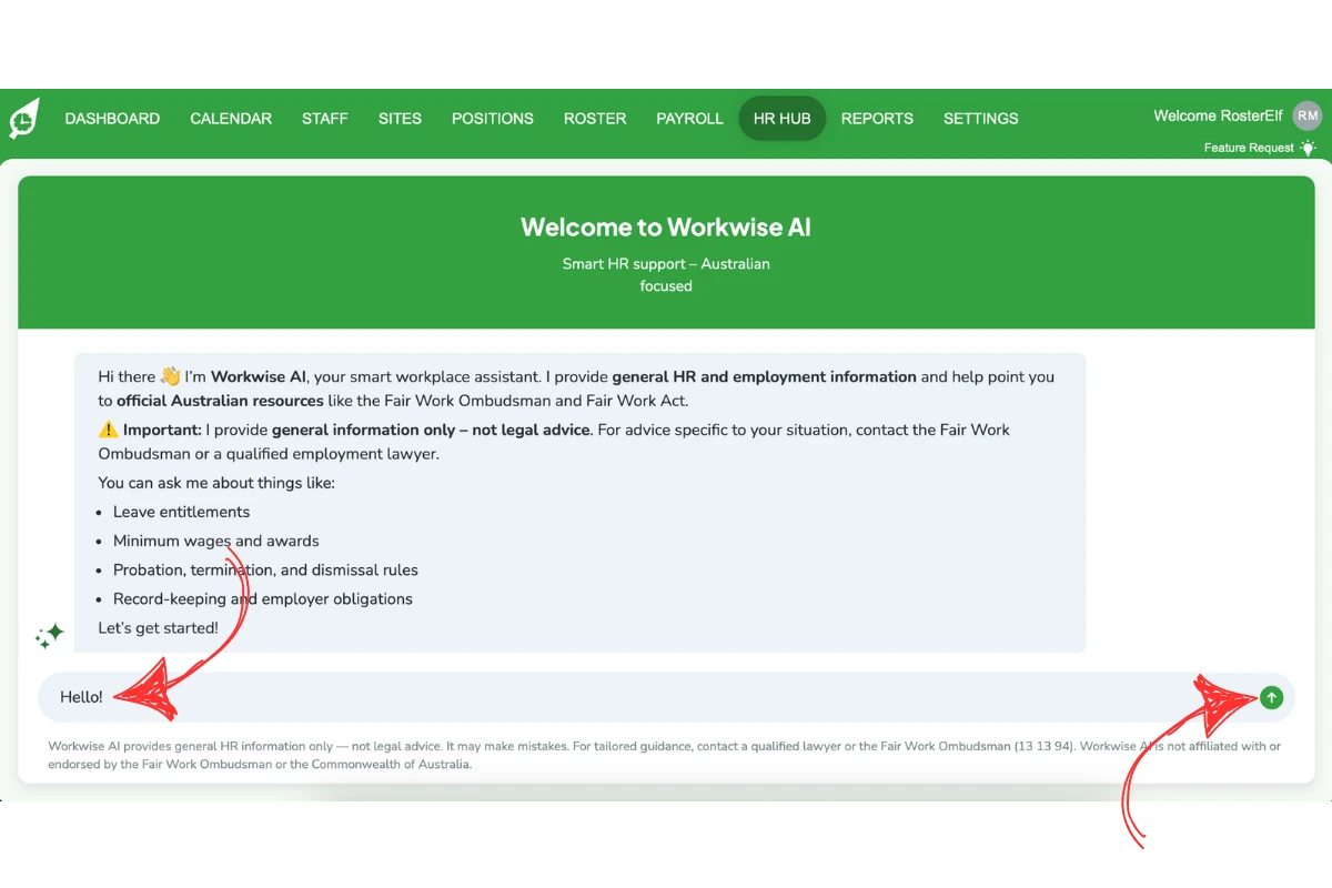 Workwise AI chat interface