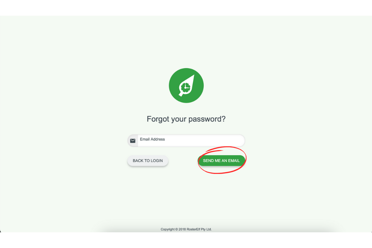 Password reset form on browser