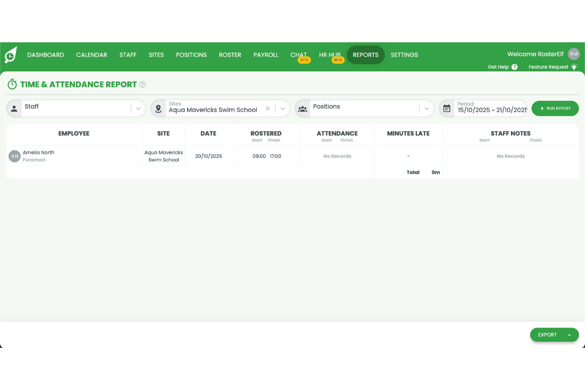 Screenshot from RosterElf showing the interface step