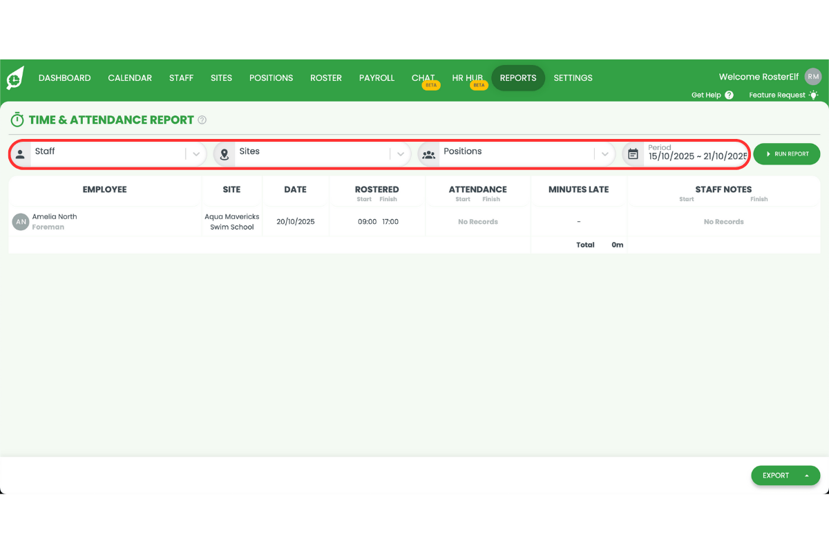 Screenshot from RosterElf showing the interface step