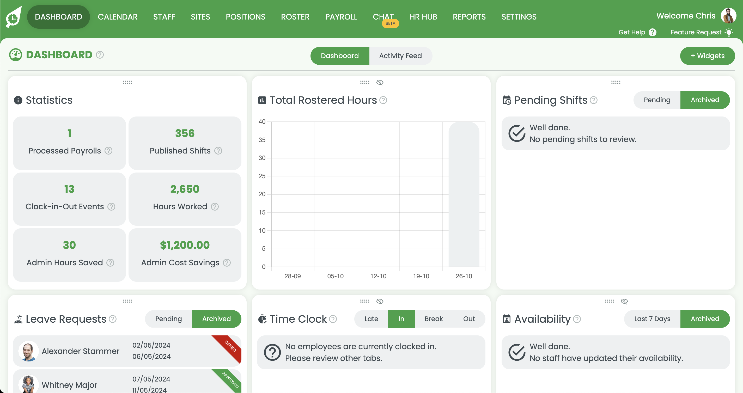 Screenshot from RosterElf showing the interface step