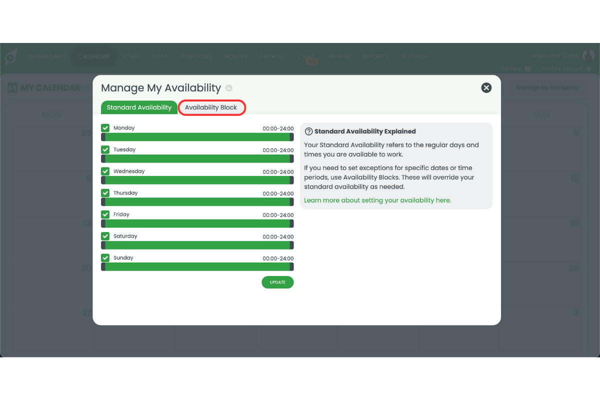 Screenshot from RosterElf showing the interface step