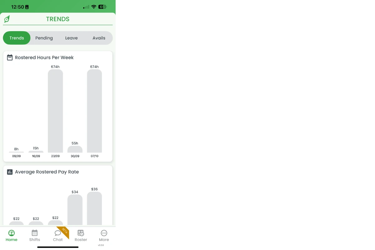 RosterElf app home screen