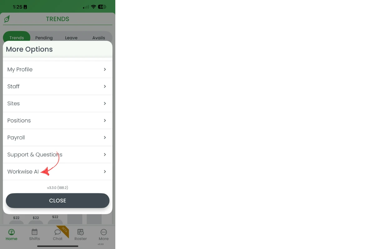 WorkWise AI menu option