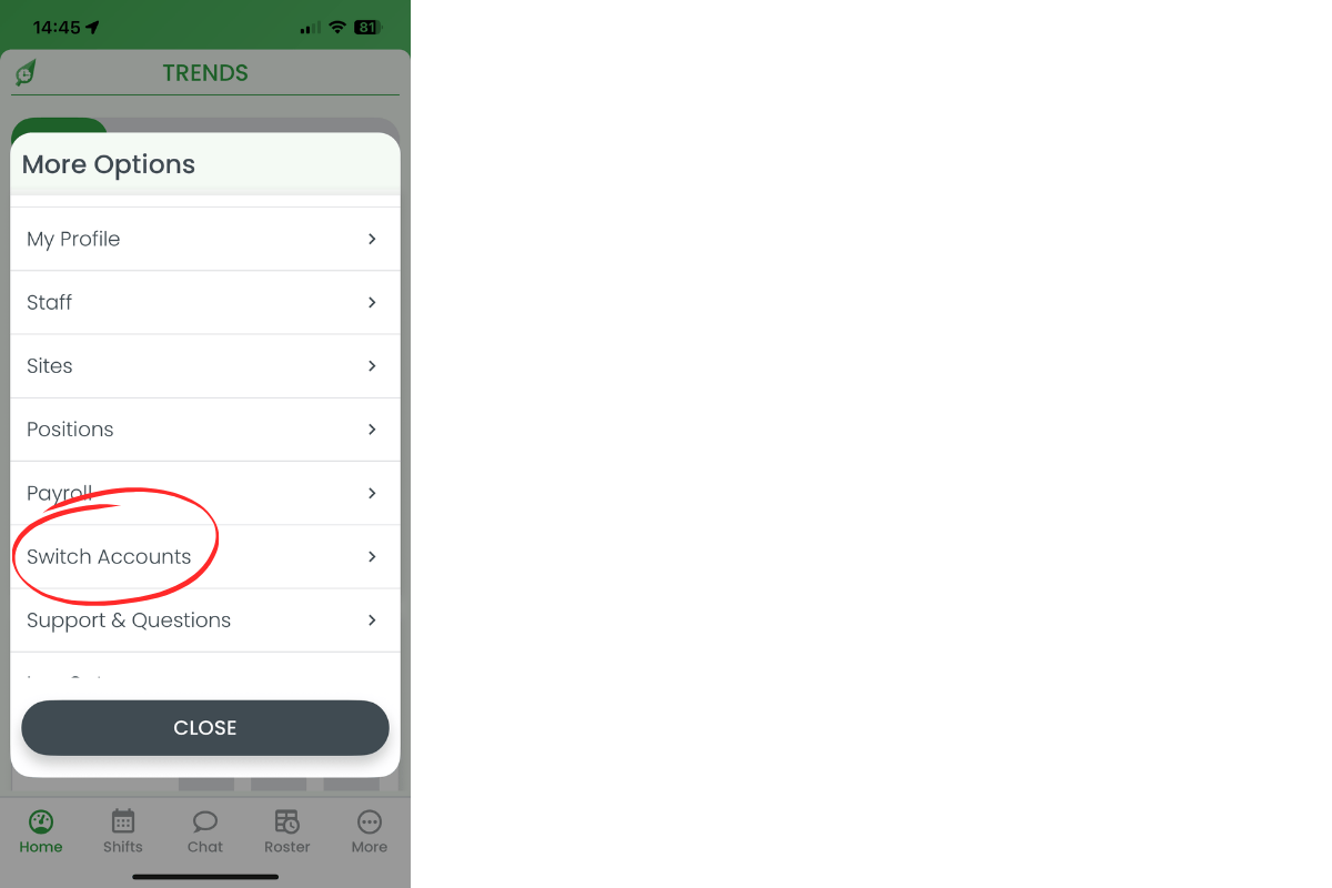 Switch Accounts option