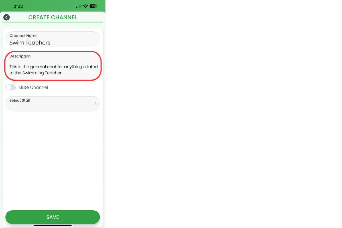 Channel description field