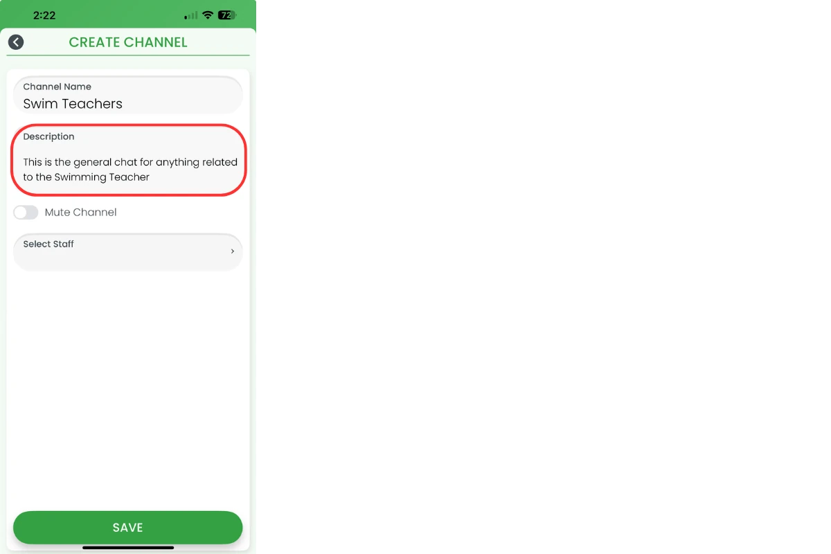 Channel description field