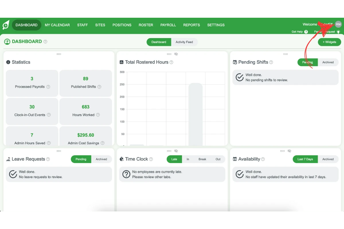 Screenshot indicating the user avatar in the top right corner