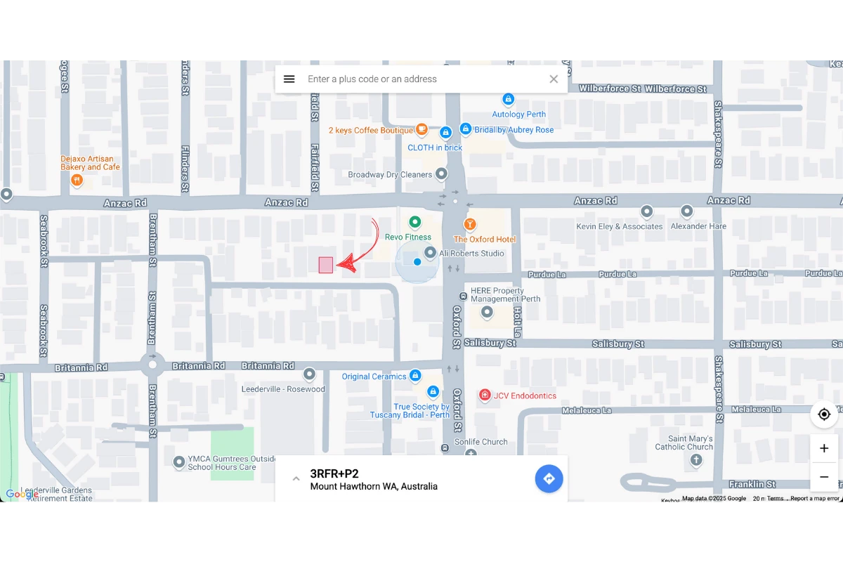 Adjusting the pinned location on the Google Plus Codes map