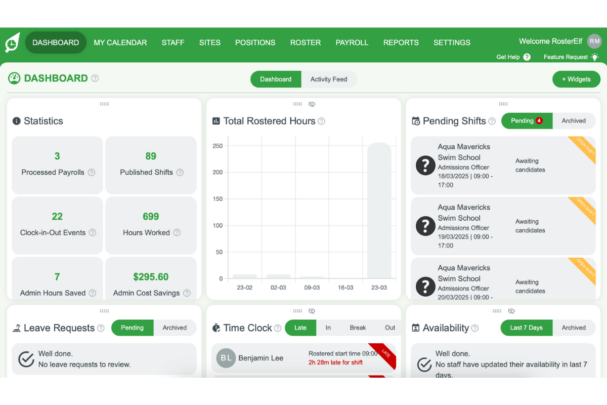Screenshot from RosterElf showing the interface step