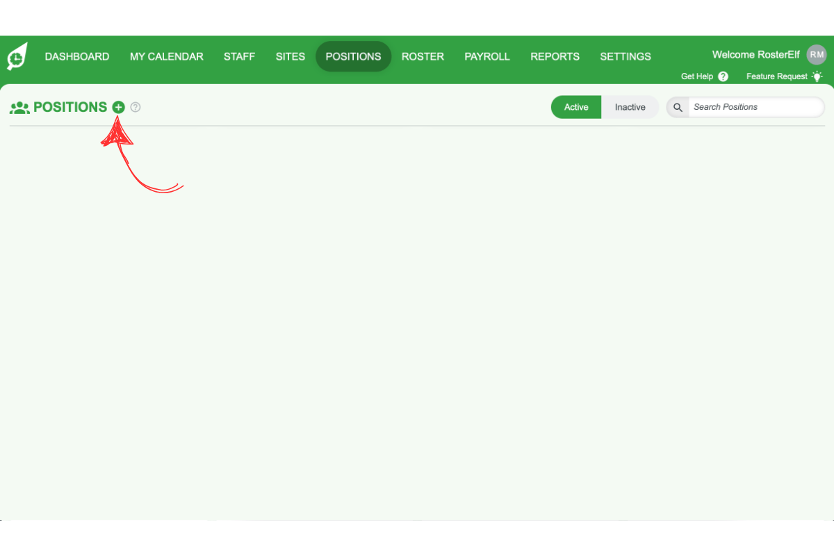 Screenshot showing the plus button beside the Positions heading