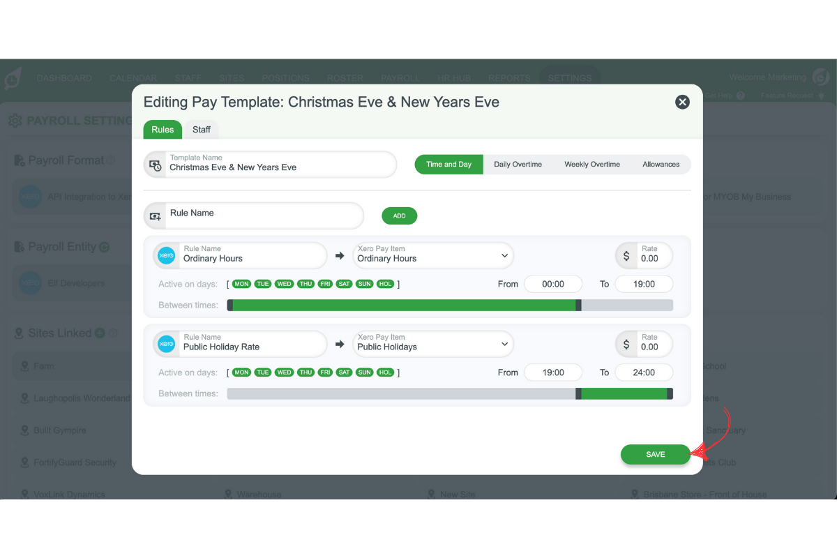 Saving changes in RosterElf