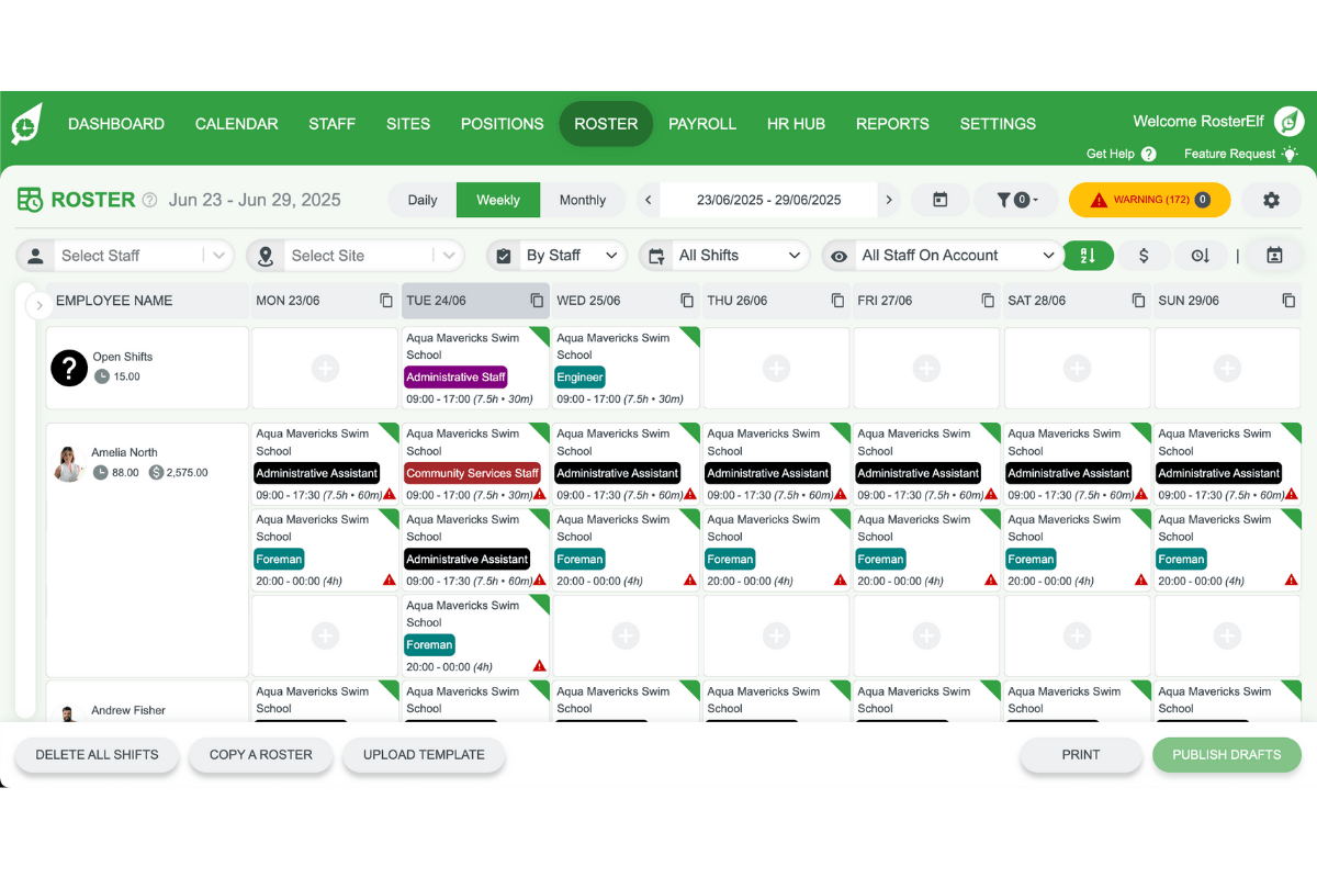 Screenshot from RosterElf showing the interface step