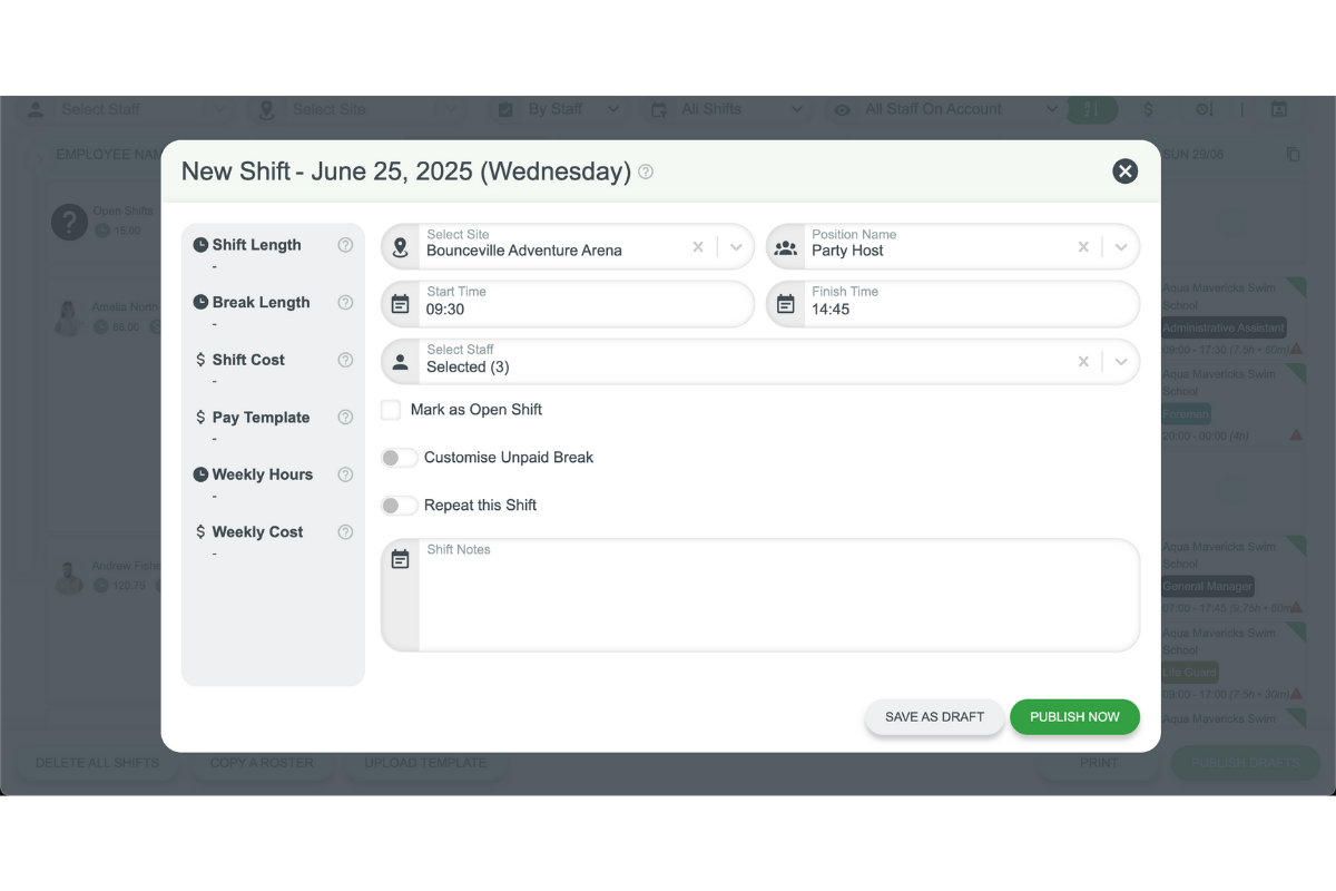 Screenshot from RosterElf showing the interface step