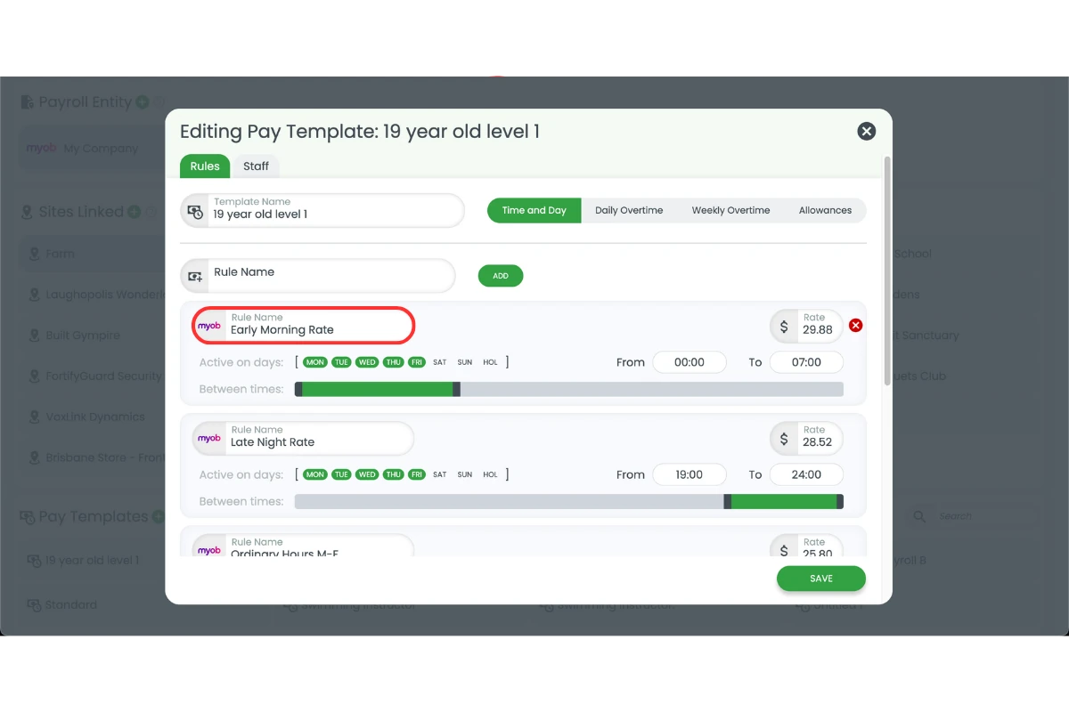 RosterElf pay rule name updated to match MYOB exactly