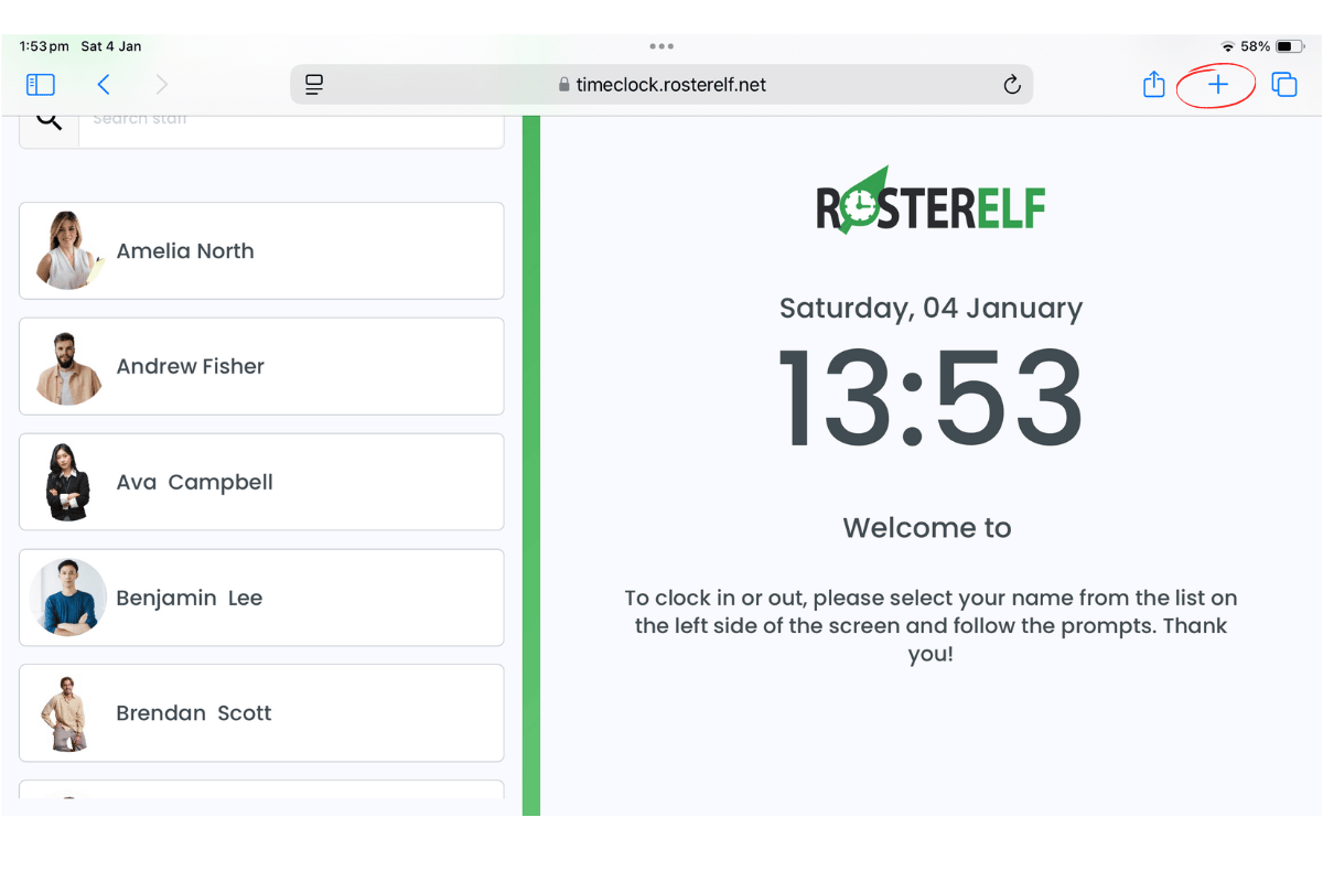 Screenshot pointing to the Share button in Safari on an iPad