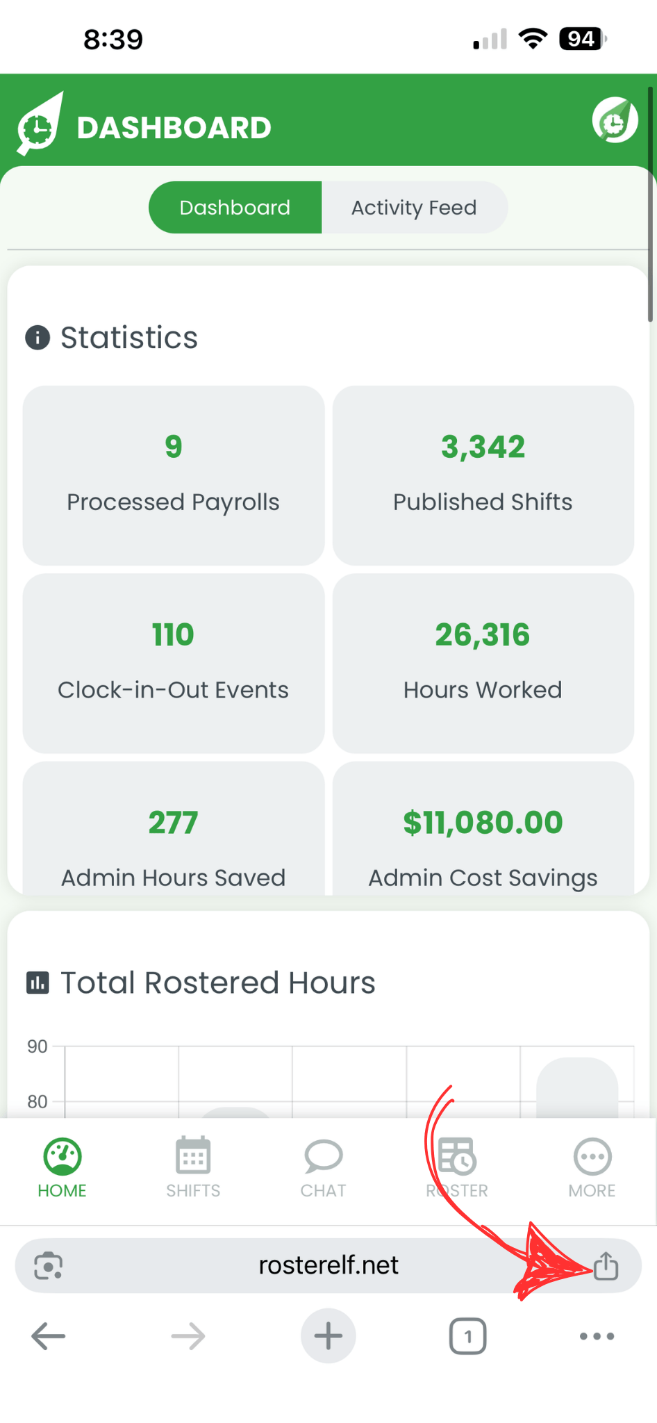 Chrome app icon on iPhone home screen