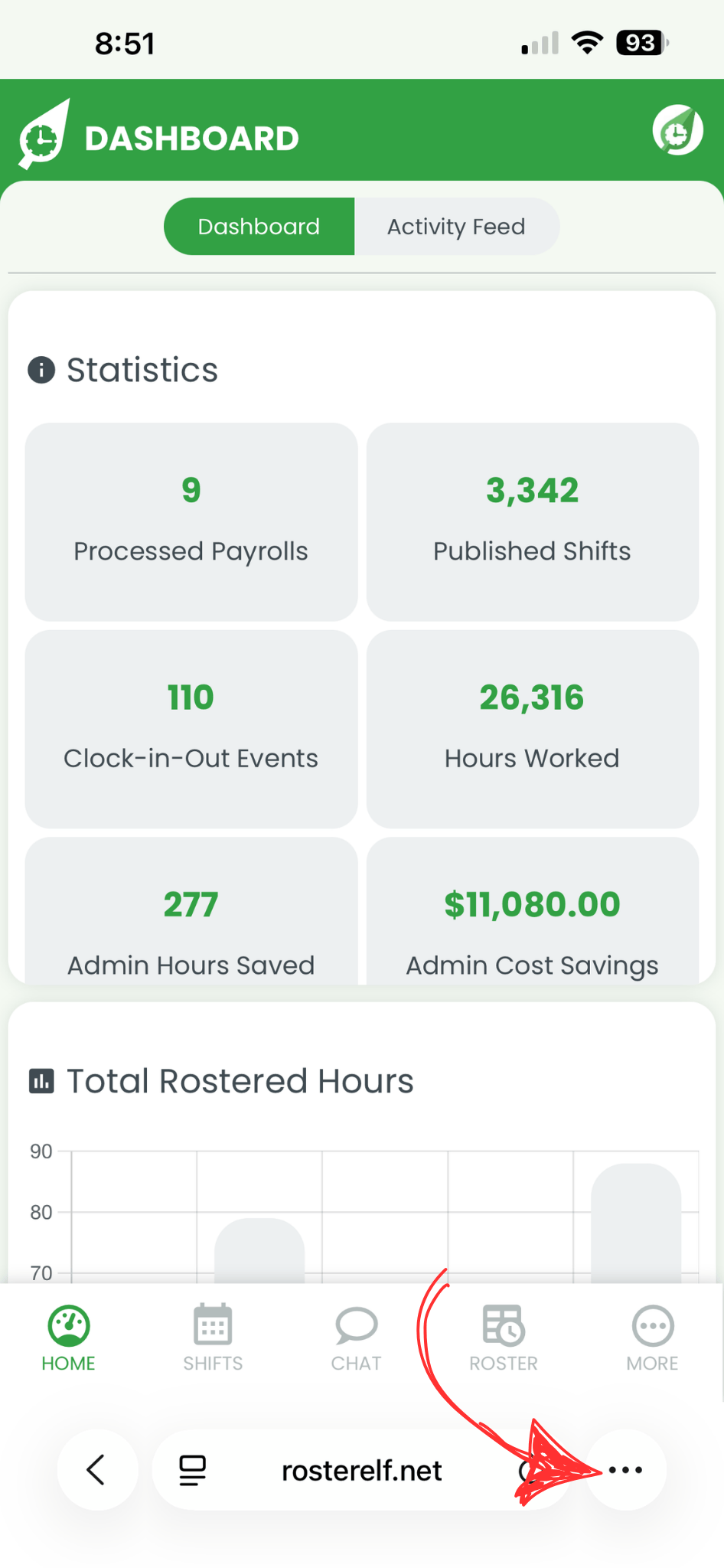 Share icon in Safari bottom menu bar on iPhone