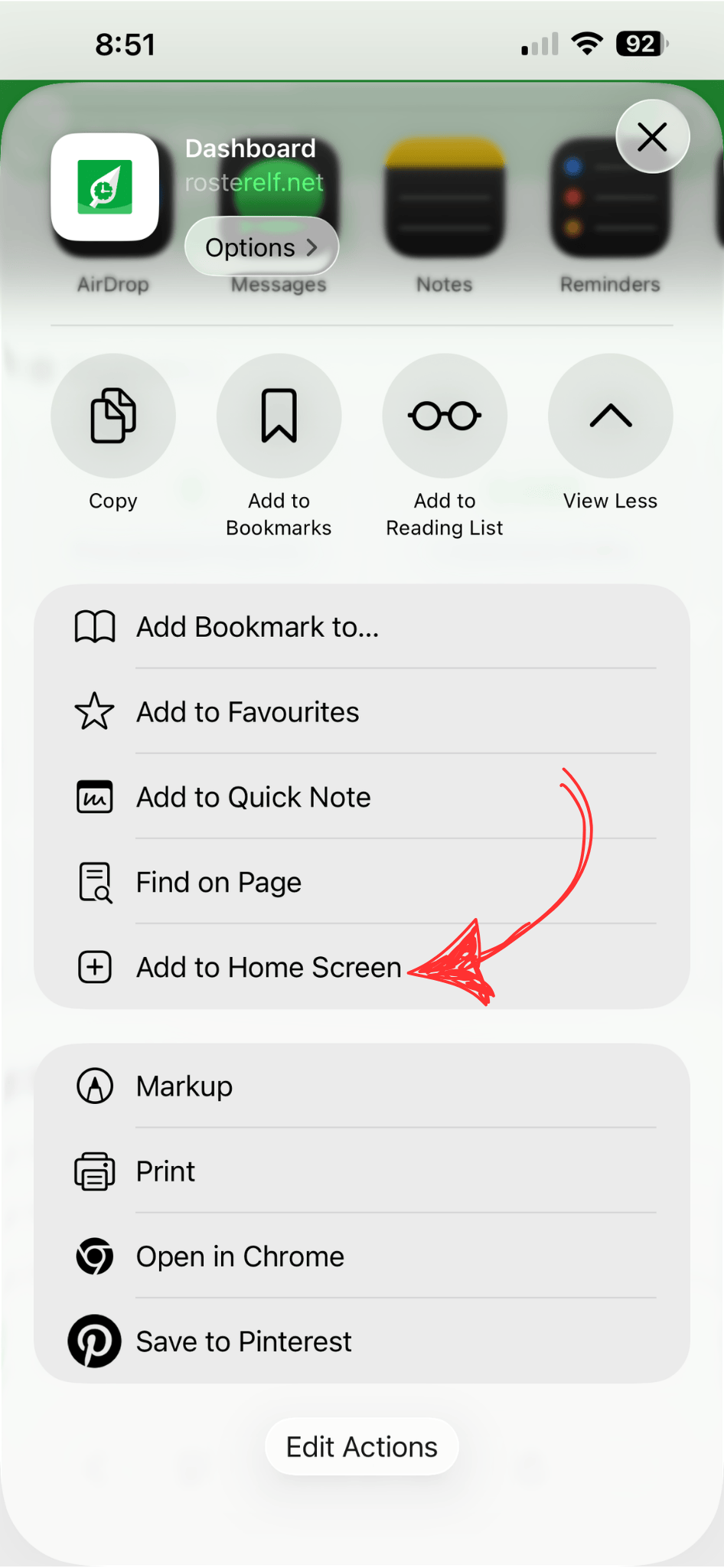 Add to Home Screen naming dialog in Safari on iPhone