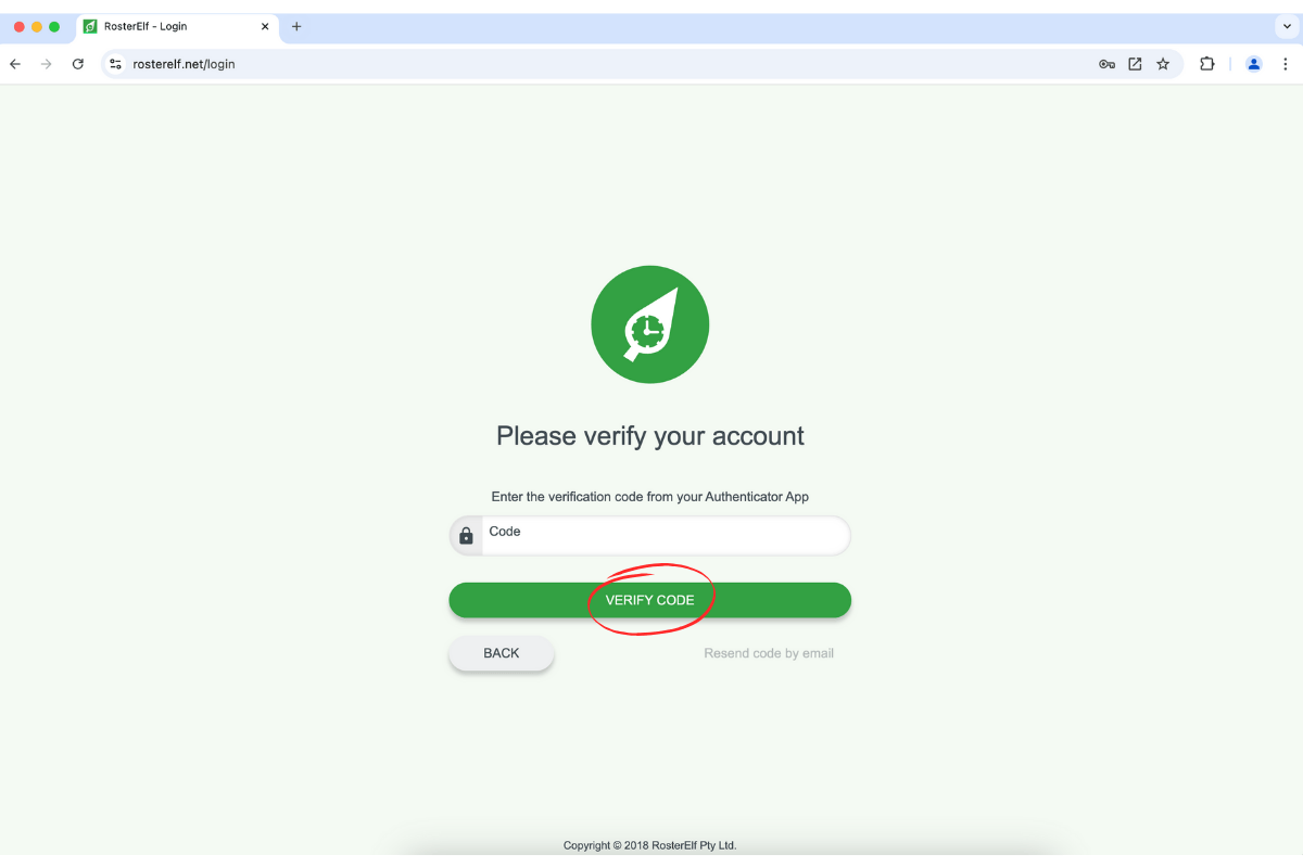 Multi-factor authentication step in RosterElf