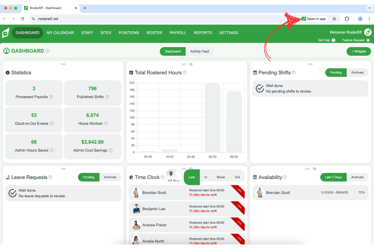 Chrome address bar showing the install or open in app icon