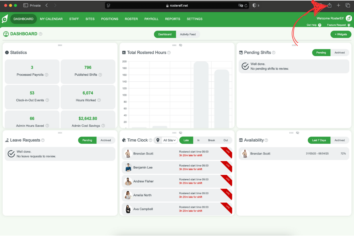 Install icon in Safari address bar