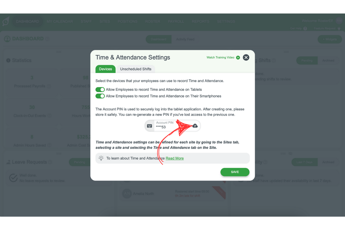 Screenshot showing the cloud icon to reset PIN