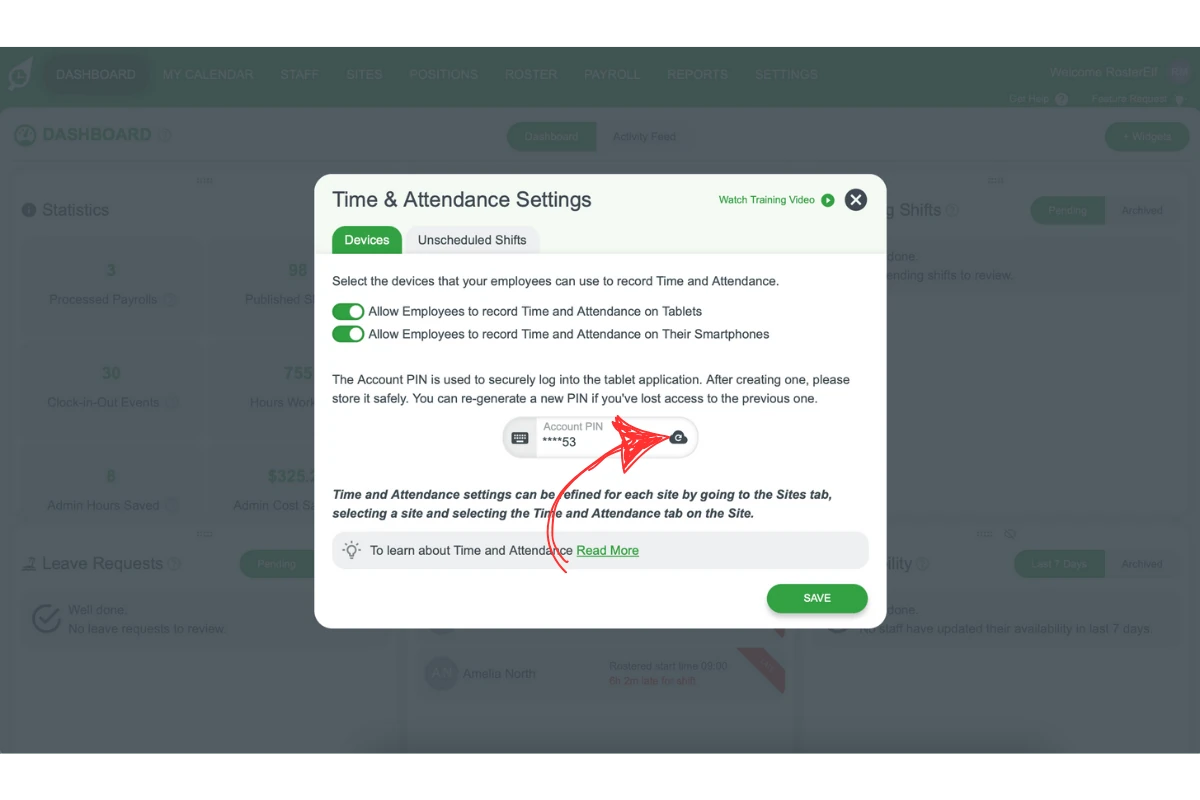 Screenshot showing the cloud icon to reset PIN