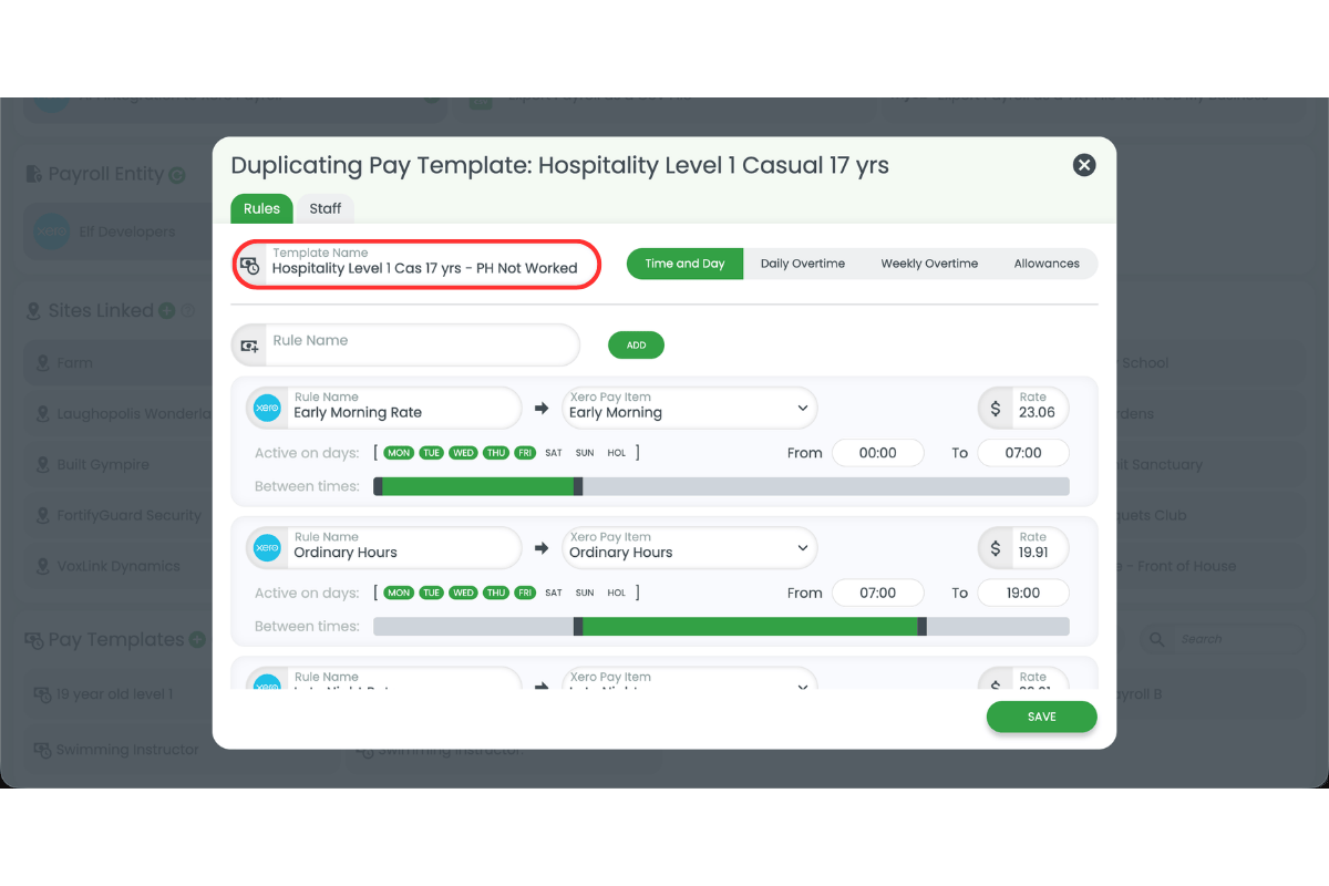 Screenshot showing the duplicated template with the new name highlighted