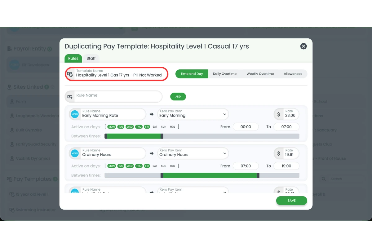 Screenshot showing the duplicated template with the new name highlighted