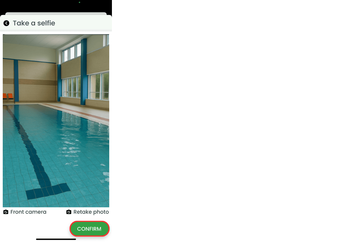 Confirm button to complete clock in